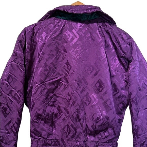 Vintage Retro‎ Black Bear Purple Diamond Pattern One Piece Snow Ski Suit Size S - Picture 4 of 10
